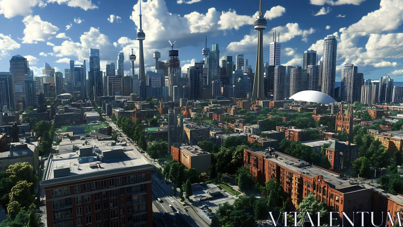 Dense urban skyline with mixed high-rise and low-rise districts.