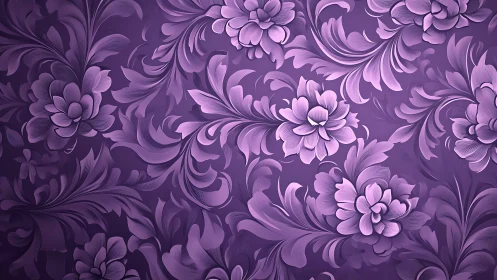 Purple Floral Ornamental Pattern. 3D Relief Design.