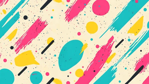 Diagonal neon brushstrokes and circles form dynamic abstract pattern