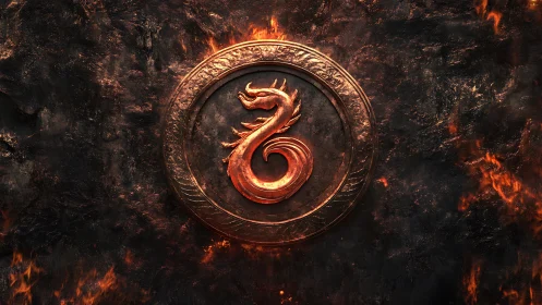 Forged Ember Dragon Crest Coiled in Molten Shadows.
