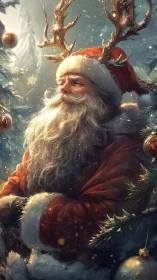 Majestic winter Santa with antlers radiates festive wonder