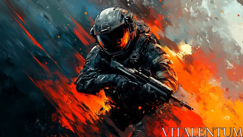 Emberborn commando racing through molten battlestorm.