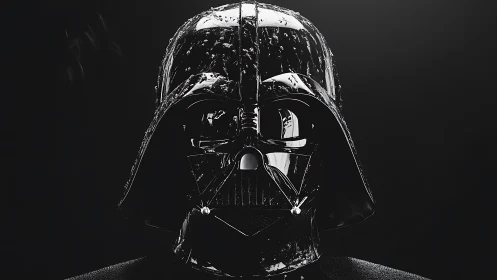 Midnight visor drinks starlight on a brooding metal helm