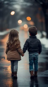 Two Young Hearts Walking Through the Rain.