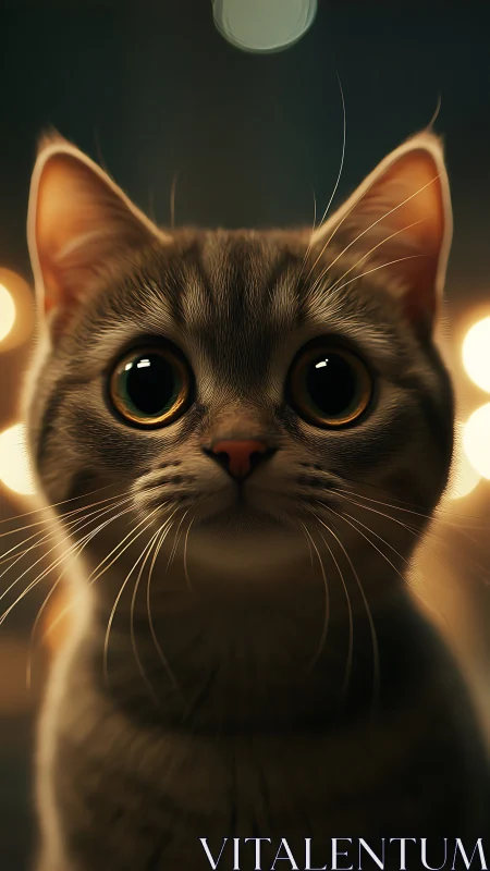 Luminous Feline Portrait with Crystalline Eyes and Ambient Glow.