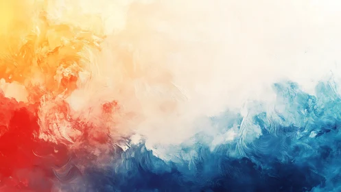 Abstract gradient field of red, yellow and blue pigments.