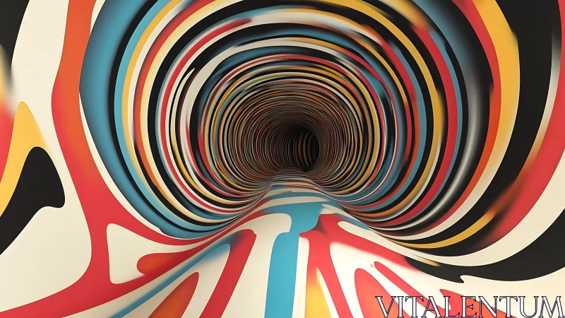 Color-saturated tunnel twists into deep abstract vortex