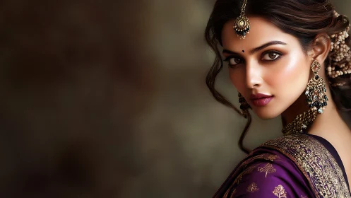 Elegant Indian Woman in Traditional Attire, Artistic Portrait.