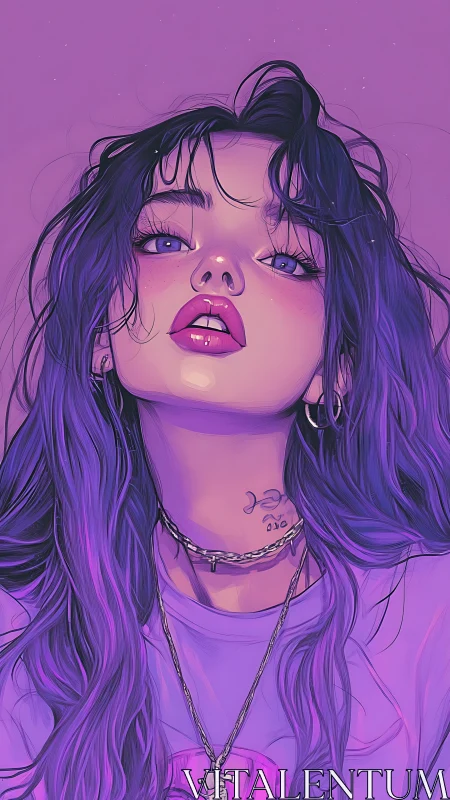 Soft neon gaze meets dreamy night sky in glowing portrait
