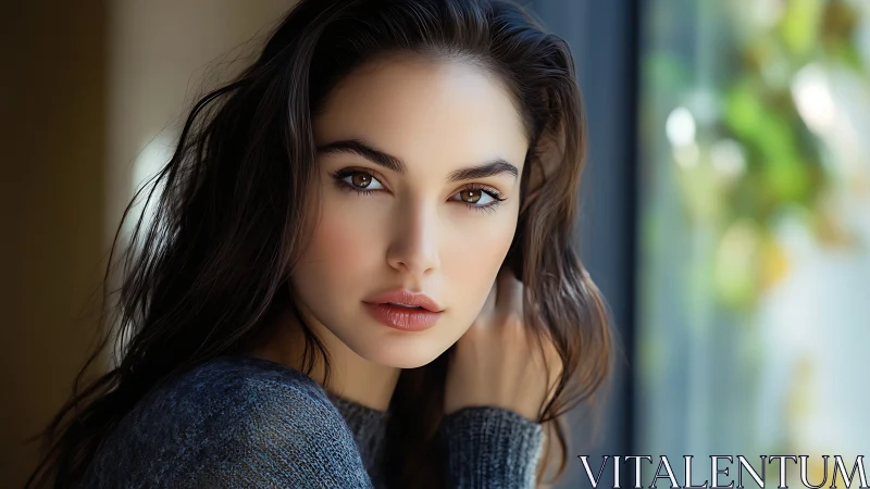 Soft window-lit portrait uses shallow depth and natural tones