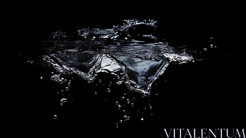 High-speed hydrodynamic splash captured against null black field.