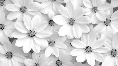 White Daisy Flowers Arranged in Dense Overlapping Composition