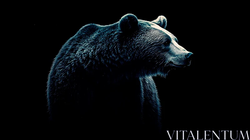 Nocturnal bear profile rendered with high contrast rim light.