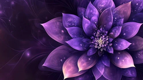 Radiant violet lotus unfurls in a luminous cosmic bloom
