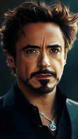 Intense gaze carves charisma into a painted digital portrait