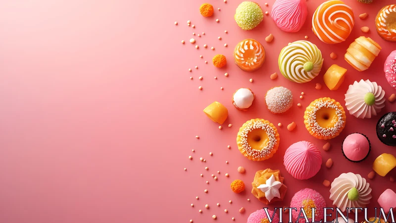 Candy Paradise Erupts: Sweets Constellation Dancing Across Pink Horizon