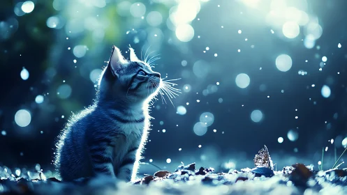 Whisker-Lit Watcher: Feline Frost Dreamer.