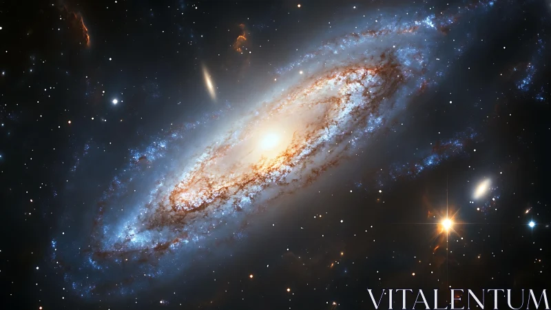 Swirling spiral galaxy glows softly among countless distant stars
