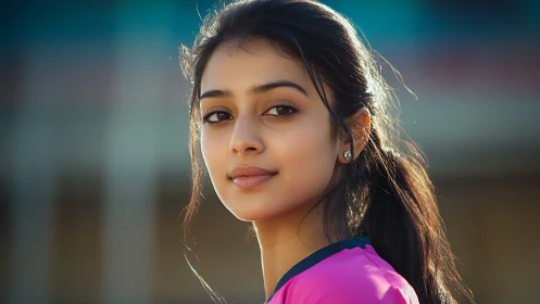 Portrait of a Young Woman Outdoors in Soft Natural Light.