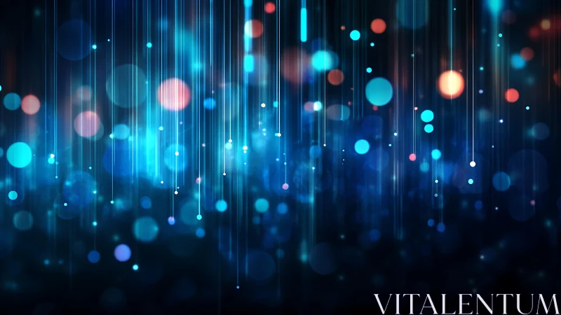 Futuristic abstract blue and orange bokeh lights with vertical lines.