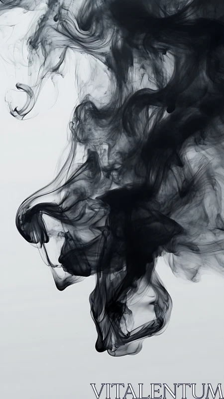 Monochrome fluid dynamics of curling black ink in suspension