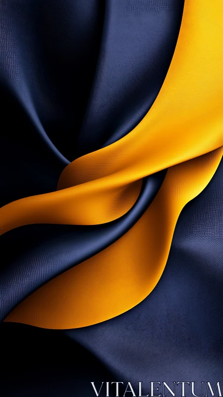 Golden ribbons flow across deep indigo fabric folds.