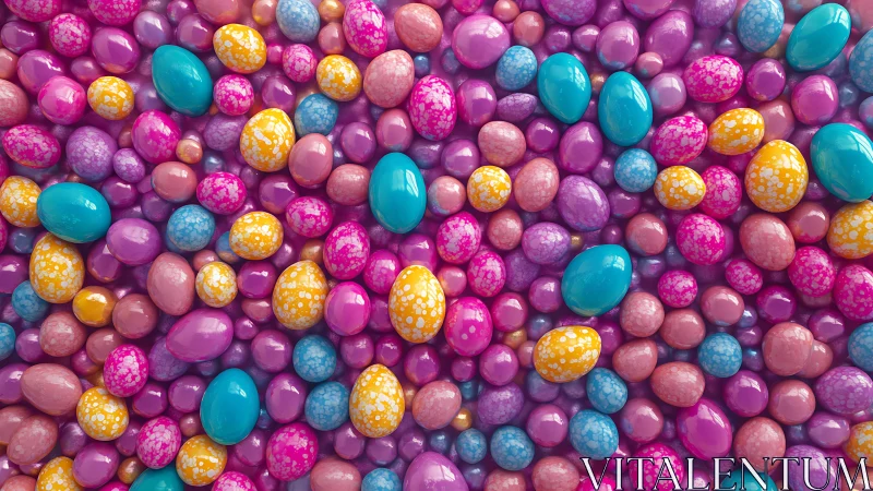 Candy coated eggs create a joyful rainbow of glossy color
