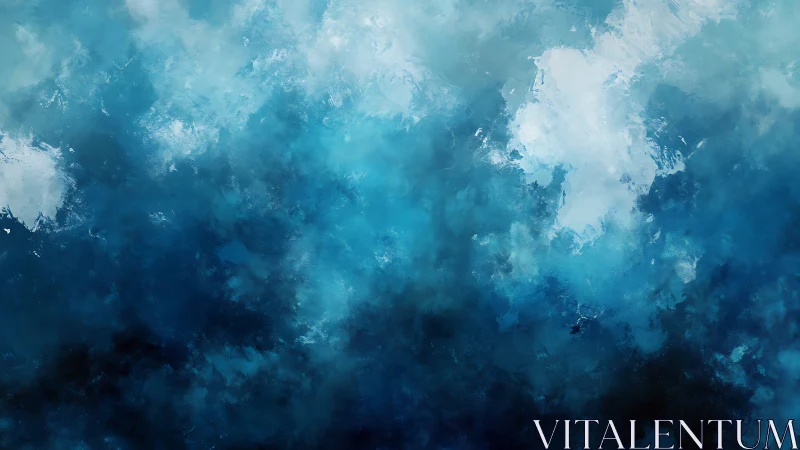 Turbulent blue clouds quietly rehearse an underwater storm