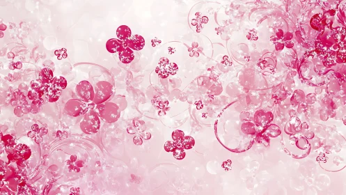 Pink Translucent Flowers with Sparkle Effect.