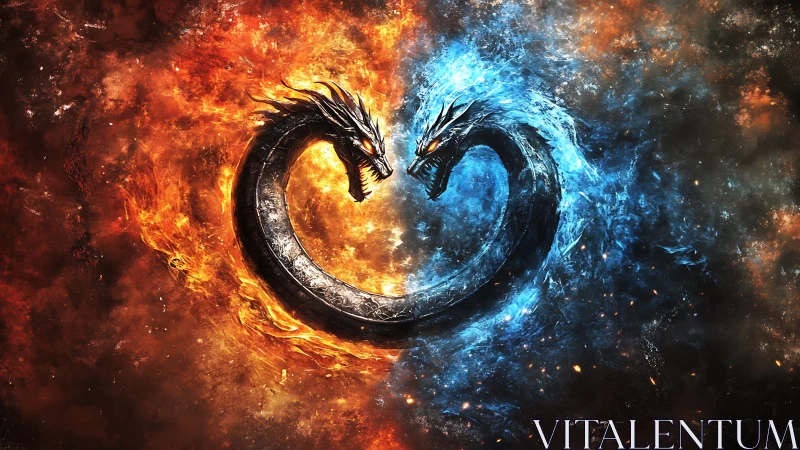 Twin elemental dragon ring blazes with fiery and icy power