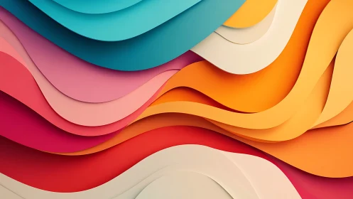 Luminous paper waves in cascading layers of sunset color.