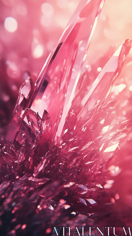 Iridescent pink crystal cluster rendered in hyperreal 3D lighting