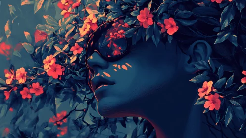 Dreamy floral daydream with a cool, quiet wanderer.