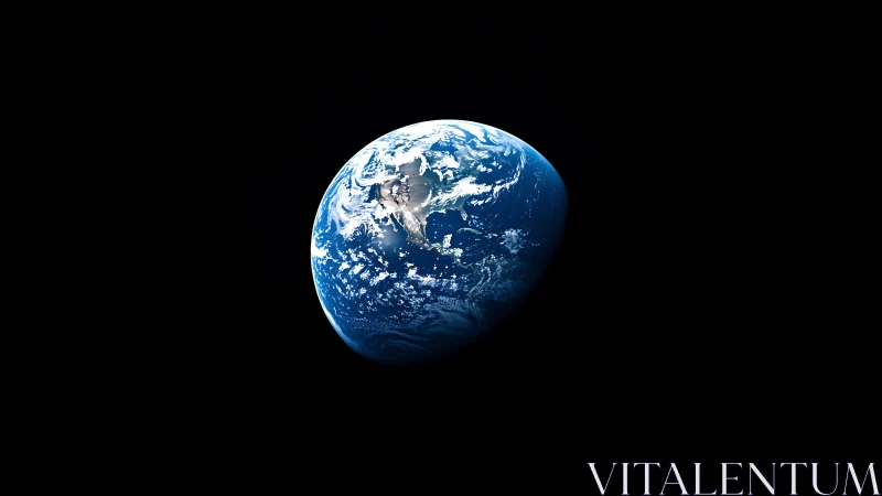 Earth viewed from space with visible clouds and oceans.