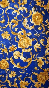 Golden florals dancing across a rich royal blue backdrop.