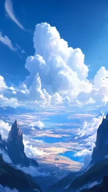 Soaring valley view opens beneath towering summer clouds