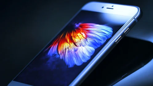 Colorful Butterfly Display on Modern Smartphone Screen.