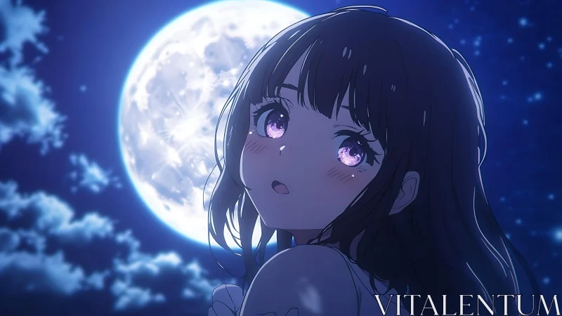 Moonlit stargazer with crystal eyes under sapphire night.