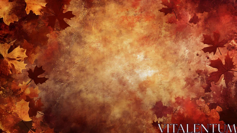 Textured autumn foliage border with warm abstract center.