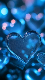 Crystalline Heart Shape with Luminescent Bokeh Particles.