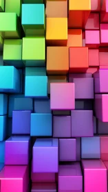 Vibrant 3D cubes stack into a glossy geometric color wall