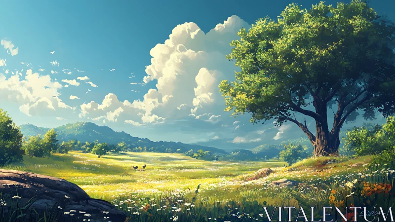 Summer clouds drift slowly above a wildflower kingdom