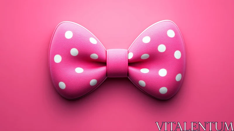 High-gloss pink polka dot bow rendered with soft specular lighting