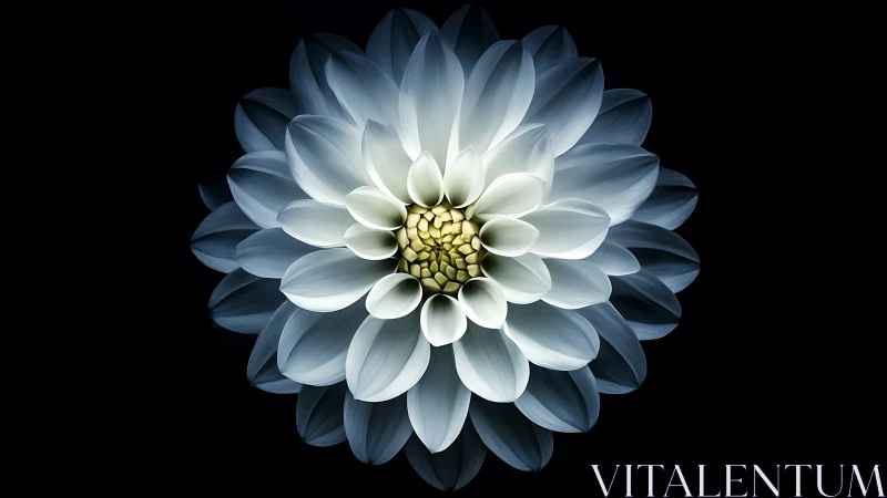 Ethereal Dahlia Bloom Against Darkness.