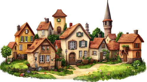 Sunlit storybook cottages huddle close and whisper secrets