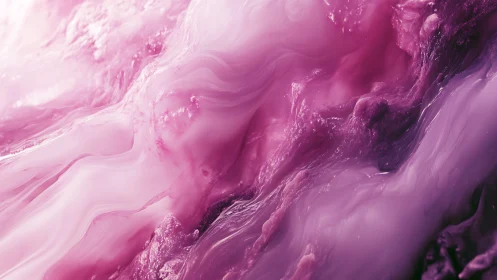 Pink viscous fluid forms layered, semi-translucent surface