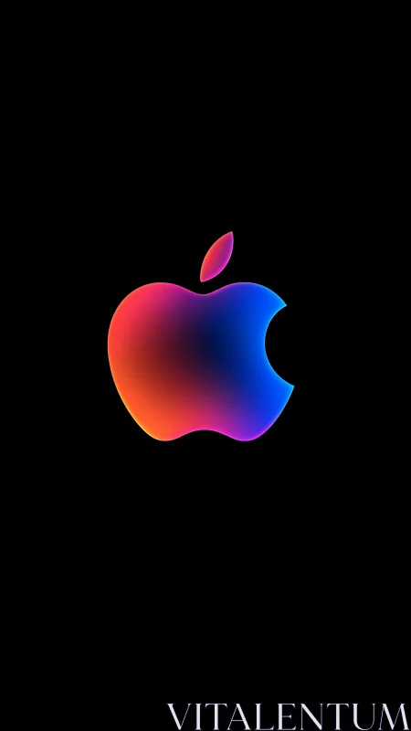 Gradient apple logo glows against deep black background