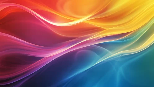 Spectral light waves form layered flowing gradients across the frame