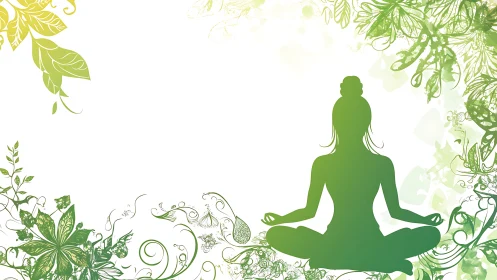 Gentle garden meditation silhouette in soft green calm.