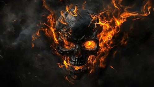 Infernal iron skull smiles while wildfire thoughts ignite
